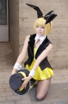 animal_ears armin_arlert black_legwear blonde_hair bunny_ears cosplay dress hat pantyhose shingeki_no_kyojin utateika-na vest rating:Safe score:0 user:nil!
