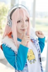cosplay headphones hoodie nitro_super_sonic pink_hair super_soniko tshirt uri_(iii) rating:Safe score:0 user:nil!