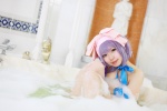 amatsuka_miyu bathroom bathtub cosplay night_cap patchouli_knowledge purple_hair soap_suds touhou wet rating:Safe score:1 user:nil!