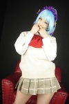 blouse blue_hair cosplay hairband kurono_kurumu pleated_skirt rikka rosario+vampire school_uniform skirt sweater_vest you're_my_only_shinin'_star rating:Safe score:0 user:nil!