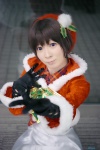 cosplay croptop dress gloves idolmaster_2 jacket kikuchi_makoto maropapi santa_costume tuque rating:Safe score:0 user:nil!