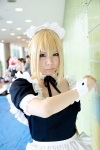 apron blonde_hair carnival_phantasm choker cosplay fate/series fate/stay_night hairband maid maid_uniform saber sasa rating:Safe score:0 user:pixymisa