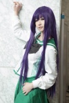 busujima_saeko cosplay highschool_of_the_dead makise_anji pleated_skirt purple_hair sailor_uniform school_uniform skirt rating:Safe score:3 user:nil!