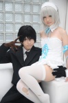 blazer cosplay dear dress dress_shirt hairband hiroshi_(ii) kanade_hanesuto komomo_sakurai shirayuki_himeno silver_hair thighhighs tie torn_clothes zettai_ryouiki rating:Safe score:2 user:nil!