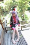animal_ears barefoot bunny_ears cosplay enako purple_hair reisen_udongein_inaba robe touhou rating:Safe score:2 user:nil!