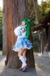 cosplay detached_sleeves green_hair kochiya_sanae lenfried miniskirt skirt socks touhou rating:Safe score:0 user:nil!