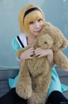blonde_hair cosplay dress hairband higurashi_no_naku_koro_ni houjou_satoko pantyhose saki school_uniform stuffed_animal teddy_bear rating:Safe score:1 user:nil!