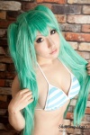 aqua_hair bikini cleavage cosplay hatsune_miku project_diva saku swimsuit twintails vocaloid rating:Safe score:4 user:nil!