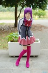 aquarion_evol blouse cosplay pleated_skirt purple_hair school_uniform skirt suzushiro_mikono thighhighs uri zettai_ryouiki rating:Safe score:2 user:nil!