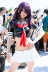 blouse cosplay ikkitousen itsuki_akira kanu_unchou miniskirt pleated_skirt sailor_uniform scarf_tie school_uniform skirt violet_hair rating:Safe score:6 user:pixymisa