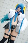 blue_hair cleavage cosplay dizzy garters guilty_gear hairbow masaki_aizou monokini one-piece_swimsuit pantyhose swimsuit thighhighs twintails underboob wings rating:Safe score:1 user:nil!