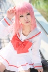 berry_berry cosplay dress makise_anji pink_hair sailor_uniform school_uniform thighhighs yukinohara_sasahime zettai_ryouiki rating:Safe score:0 user:nil!