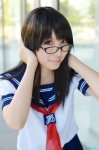 cosplay glasses ichigo_100 pleated_skirt rinami sailor_uniform school_uniform skirt toujou_aya rating:Safe score:3 user:nil!