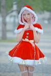 capelet cosplay dress fishnet_stockings garter_belt hiiragi_haruka original pink_hair santa_costume thighhighs white_legwear zettai_ryouiki rating:Safe score:1 user:nil!