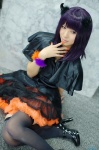 cosplay dress garters horns original purple_hair rinami thighhighs zettai_ryouiki rating:Safe score:6 user:nil!