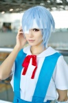 ayanami_rei bandages blouse blue_hair cosplay eyepatch jumper mii_(ii) neon_genesis_evangelion school_uniform rating:Safe score:0 user:nil!