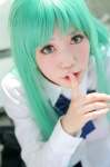 blouse cosplay green_hair higurashi_no_naku_koro_ni kumo miniskirt pleated_skirt school_uniform skirt sonozaki_shion rating:Safe score:0 user:nil!