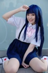 blouse blue_hair cosplay furude_rika higurashi_no_naku_koro_ni pantyhose pleated_skirt school_uniform shiki skirt socks suspenders rating:Safe score:0 user:nil!