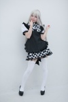 blouse bowtie cosplay green_eyes haiyore!_nyaruko-san jumper maitako nyaruko skirt thighhighs white_hair zettai_ryouiki rating:Safe score:0 user:pixymisa