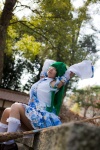broom cosplay detached_sleeves green_hair kochiya_sanae lenfried miniskirt skirt socks touhou rating:Safe score:1 user:nil!