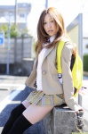 backpack blazer blouse dgc_0962 kanzaki_miyu pleated_skirt school_uniform skirt sweater_vest thighhighs zettai_ryouiki rating:Safe score:0 user:nil!
