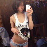 bikini denim iiniku_ushijima iphone self-shot shirt_lift shorts swimsuit tank_top rating:Safe score:7 user:nil!