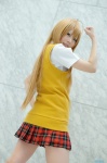 ahoge blonde_hair blouse cosplay fujihisa ikkitousen pleated_skirt school_uniform skirt sonsaku_hakufu sweater_vest rating:Safe score:0 user:nil!