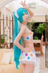 ageha aqua_hair bikini cosplay hairbows hatsune_miku miniskirt sakura_mai_yuki_midori skirt swimsuit twintails vocaloid rating:Safe score:0 user:nil!