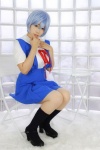 ayanami_rei blue_hair chocoball chokoa_hokan_keikaku cosplay jumper kneesocks neon_genesis_evangelion sailor_uniform school_uniform rating:Safe score:0 user:nil!