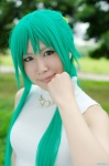 cosplay green_hair higurashi_no_naku_koro_ni non_(ii) sonozaki_shion sweater_vest turtleneck rating:Safe score:0 user:nil!