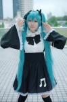 aqua_hair cosplay detached_sleeves dress hairbows hatsune_miku headset project_diva thighhighs twintails vocaloid yoppy zettai_ryouiki rating:Safe score:0 user:nil!