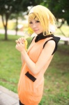 blonde_hair cosplay dress fingerless_gloves gloves hairband hair_clips hayase_ami kagamine_rin paintbrush rabaraba_5000_(vocaloid) vocaloid rating:Safe score:0 user:nil!