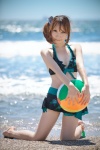 beach bikini_top cleavage hazuki_minami miniskirt ocean side_ponytail skirt swimsuit rating:Safe score:2 user:nil!