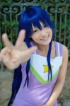 ahoge blue_hair cheerleader_uniform cosplay dress izumi_konata lucky_star rin rating:Safe score:0 user:nil!