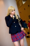 blazer blonde_hair cosplay kanda_midori kimura_kaere miniskirt plaid pleated_skirt sayonara_zetsubou_sensei school_uniform skirt sweater rating:Safe score:2 user:nil!