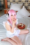 apron arai_yomi bed cosplay headphones nearly_naked_apron nitro_super_sonic pink_hair soniko_nuija_imashita super_soniko rating:Safe score:0 user:nil!