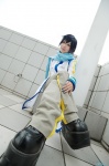 blue_hair boots cosplay crossplay default_costume hair_clips jacket kaito kana_yuuki scarf trousers vocaloid rating:Safe score:1 user:nil!