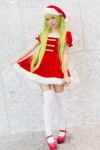 dress green_hair hair_clips santa_costume stocking_cap thighhighs yae_maiko zettai_ryouiki rating:Safe score:1 user:pixymisa