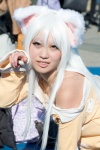 animal_ears bakemonogatari blouse cat_ears cosplay hanekawa_tsubasa riku_(iii) white_hair rating:Safe score:0 user:pixymisa