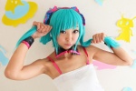 aqua_hair camisole cosplay hatsune_miku headset necoco remix_necosmo tagme_song twintails vocaloid rating:Safe score:0 user:nil!