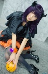 cosplay dress garters horns original purple_hair rinami thighhighs zettai_ryouiki rating:Safe score:1 user:nil!