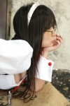 apron chocoball cleavage costume dress glasses hairband maid maid_uniform mini_chiyoko rating:Safe score:0 user:nil!