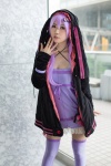 animal_ears bunny_ears cosplay dress hana_(ii) hoodie purple_hair thighhighs twintails vocaloid yuzuki_yukari zettai_ryouiki rating:Safe score:4 user:nil!