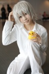 cosplay death_note dress_shirt haruta_mochiko near rubber_duckie silver_hair trousers rating:Safe score:0 user:nil!