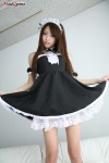 apron costume dress dress_lift hairband kneehighs kurosawa_mirei maid maid_uniform rating:Safe score:0 user:nil!