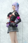 aikatsu! cosplay detached_sleeve dress gloves hairbow hikami_sumire pantyhose purple_hair shaa sheer_legwear rating:Safe score:0 user:nil!