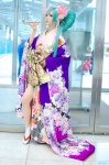 aida_yukiko aqua_hair cosplay hatsune_miku kimono pantyhose pipe tagme_song twintails vocaloid rating:Safe score:3 user:nil!