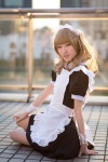 apron blonde_hair cosplay crossover_tie cuffs hairband hoshitamu maid maid_uniform oomuro_sakurako yuruyuri rating:Safe score:0 user:pixymisa