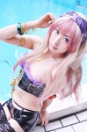 bustier cleavage cosplay fishnet_stockings garter_belt hairband lingerie macross macross_frontier multi-colored_hair pool sachi_budou sheryl_nome shorts thighhighs rating:Safe score:0 user:nil!