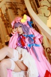 amatsuka_miyu cosplay garter_belt night_cap nightgown patchouli_knowledge purple_hair robe thighhighs touhou rating:Safe score:7 user:nil!